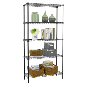 BestOffice 5-tier wire shelving unit in black for garage and pantry storage.