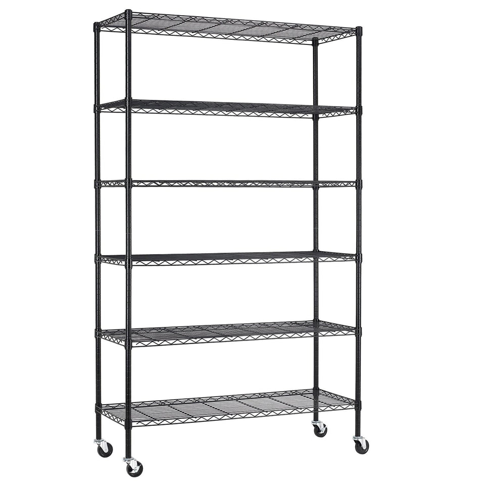 BestOffice 6-tier wire shelf with wheels for easy mobility.