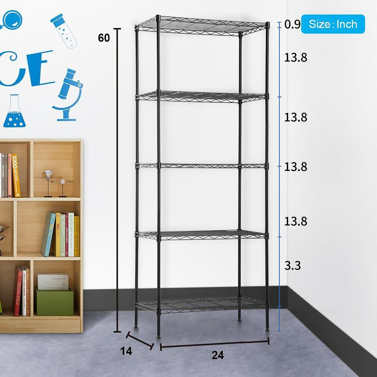 BestOffice adjustable shelf heights fit appliances or books