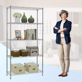 BestOffice heavy-duty wire shelving unit, supports heavy items safely.