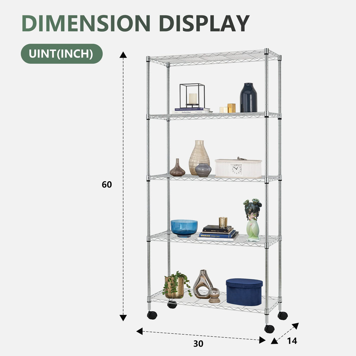 BestOffice organized garage or laundry with chrome 5-tier shelving