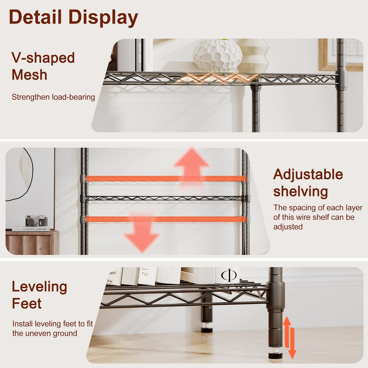 BestOffice rust-resistant powder-coat finish keeps shelves looking new.