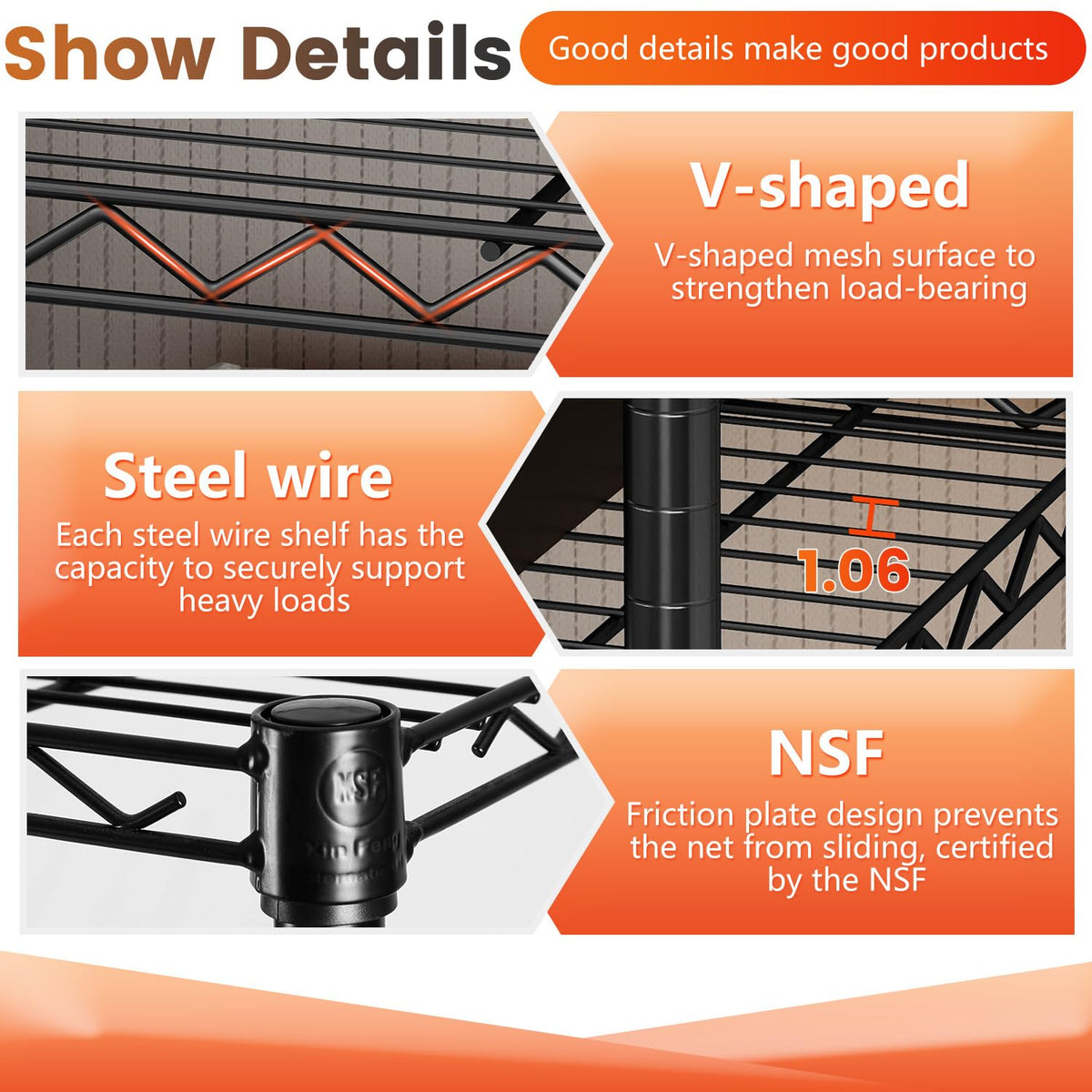 BestOffice rust-resistant wire shelf designed for durable use.