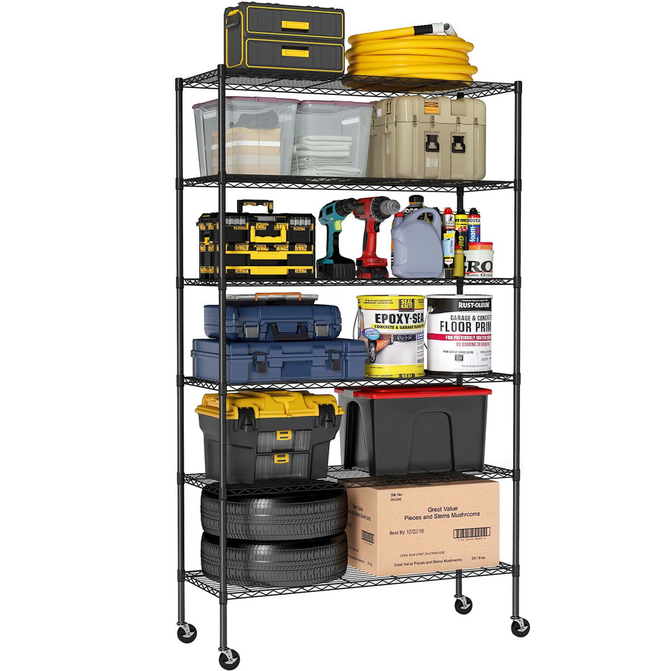 BestOffice 6-tier shelving assembly highlights sturdy frame and easy setup.