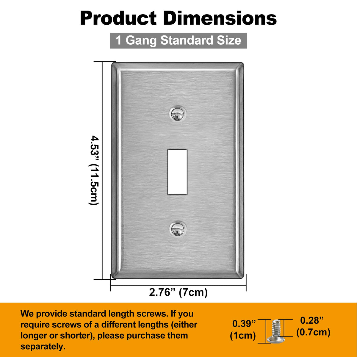 BESTTEN 1-gang standard size wall plate fits most toggles and decor