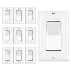 BESTTEN 10-pack 3-way decorator wall switch enables versatile lighting control from two locations.