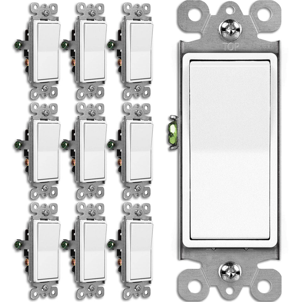 BESTTEN 3-Way Decorator Switch in white from a 10-pack for flexible lighting control.