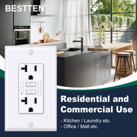 Bestten 10-pack white GFCI outlets for multiple rooms