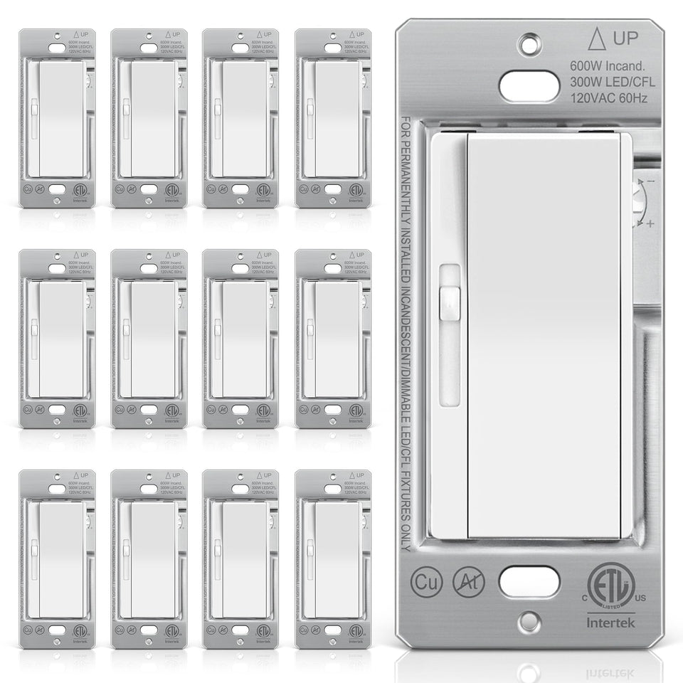 BESTTEN 12-pack slide dimmer front view for smooth living room lighting control