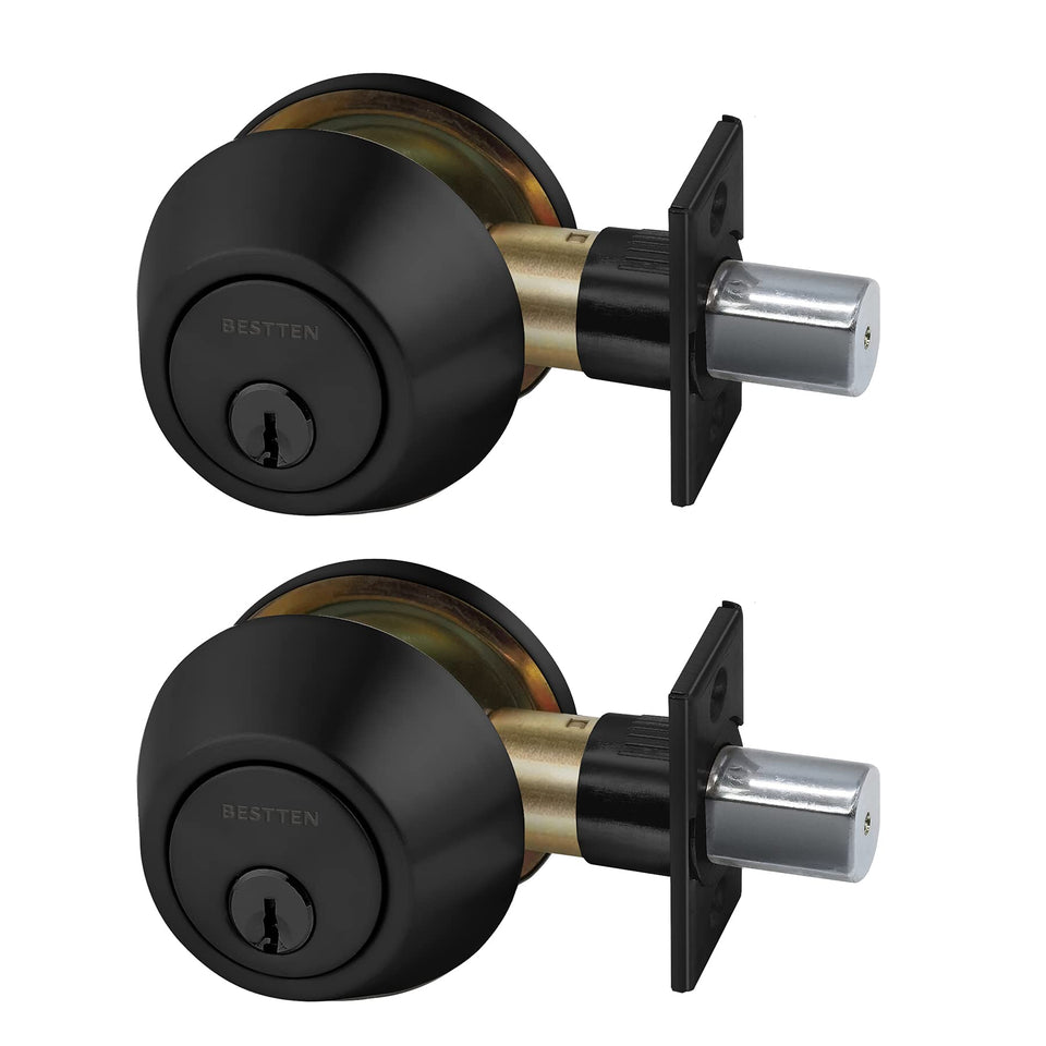 BestTEN 2-pack keyed-alike deadbolts in matte black for exterior doors
