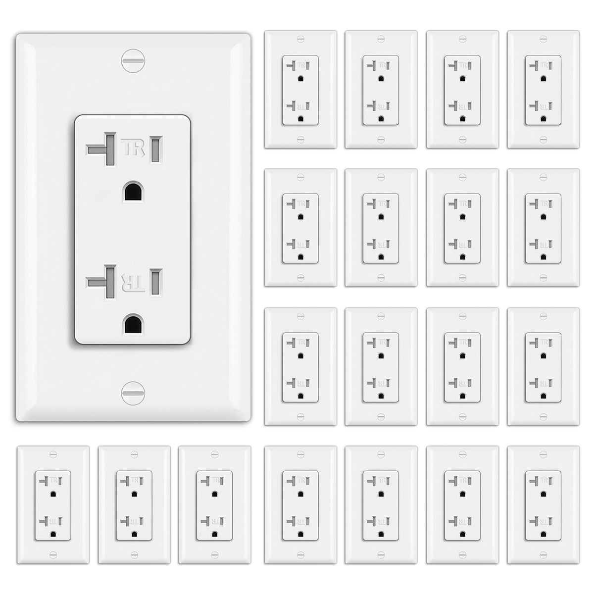 BESTTEN 20A decor wall receptacle with white finish for kitchens and living spaces