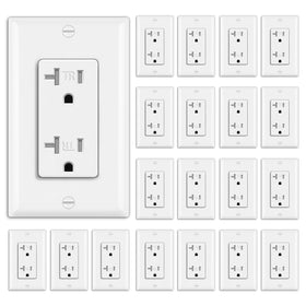 BESTTEN 20A decor wall receptacle with white finish for kitchens and living spaces