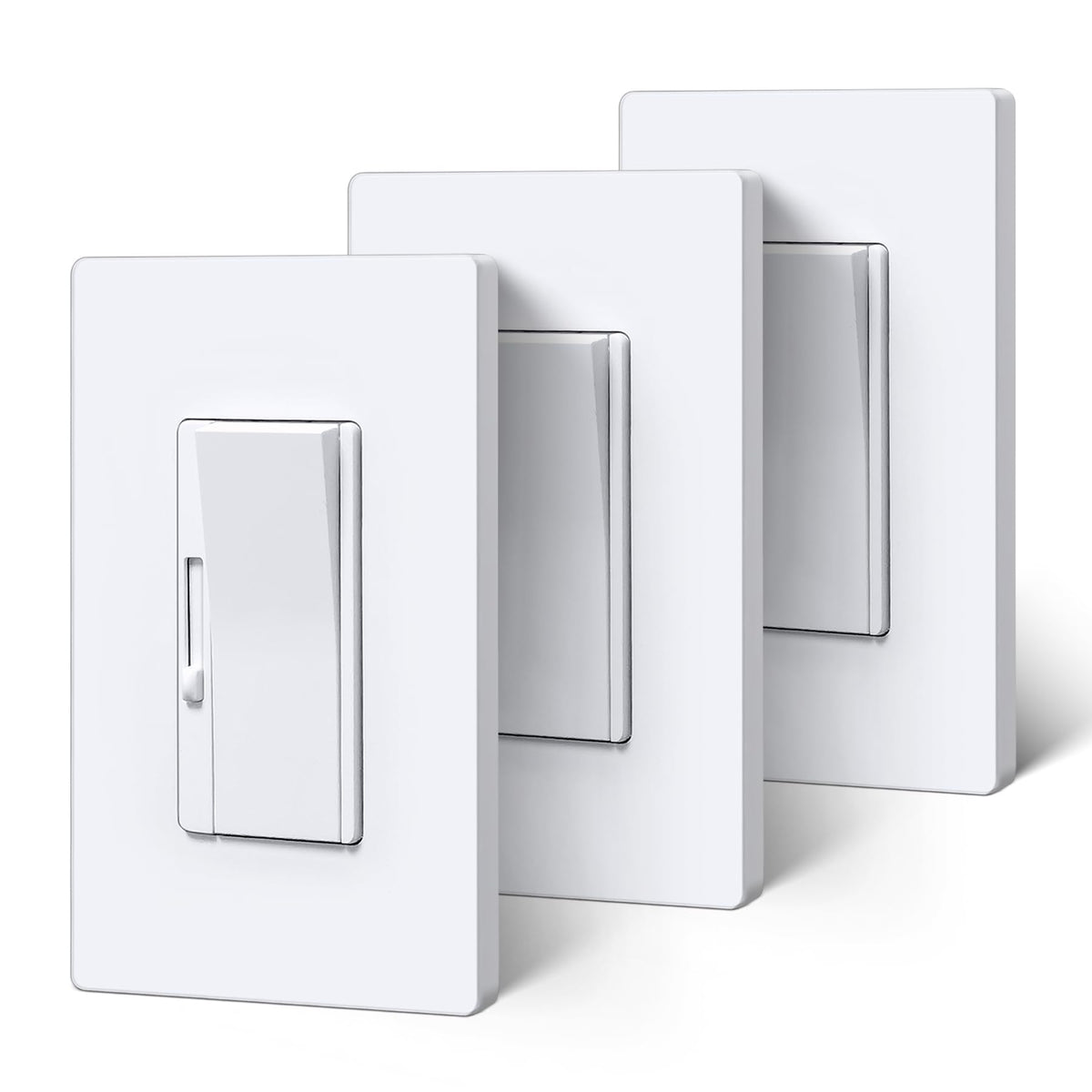 BESTTEN 3-pack super slim slide dimmer switch showing compact design for shallow electrical boxes.