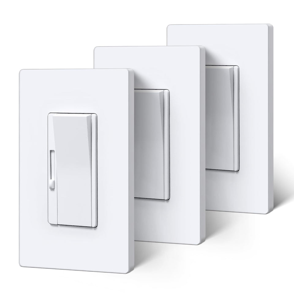BESTTEN 3-pack super slim slide dimmer switch showing compact design for shallow electrical boxes.
