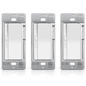 BESTTEN 3-pack slide dimmer front view showing compact profile for walls.