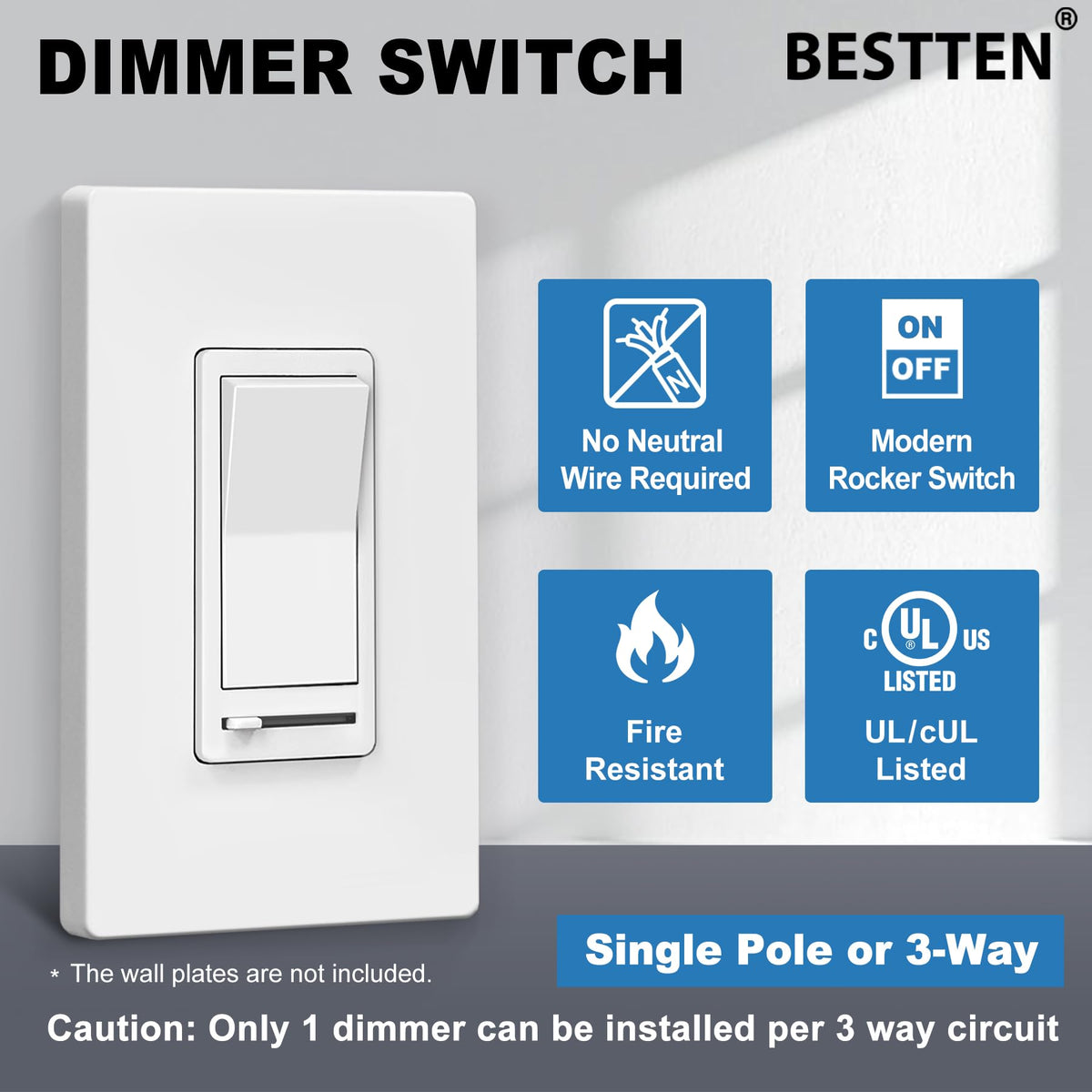 BESTTEN dimmer switch slider close-up reveals smooth light control