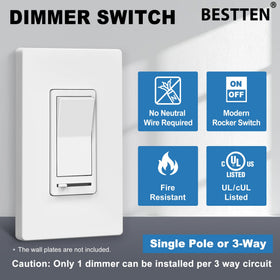BESTTEN dimmer switch slider close-up reveals smooth light control