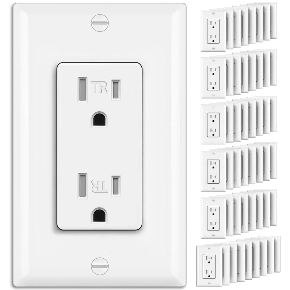 BESTTEN 50-pack receptacle outlets with tamper-resistant shutters for safe home wiring