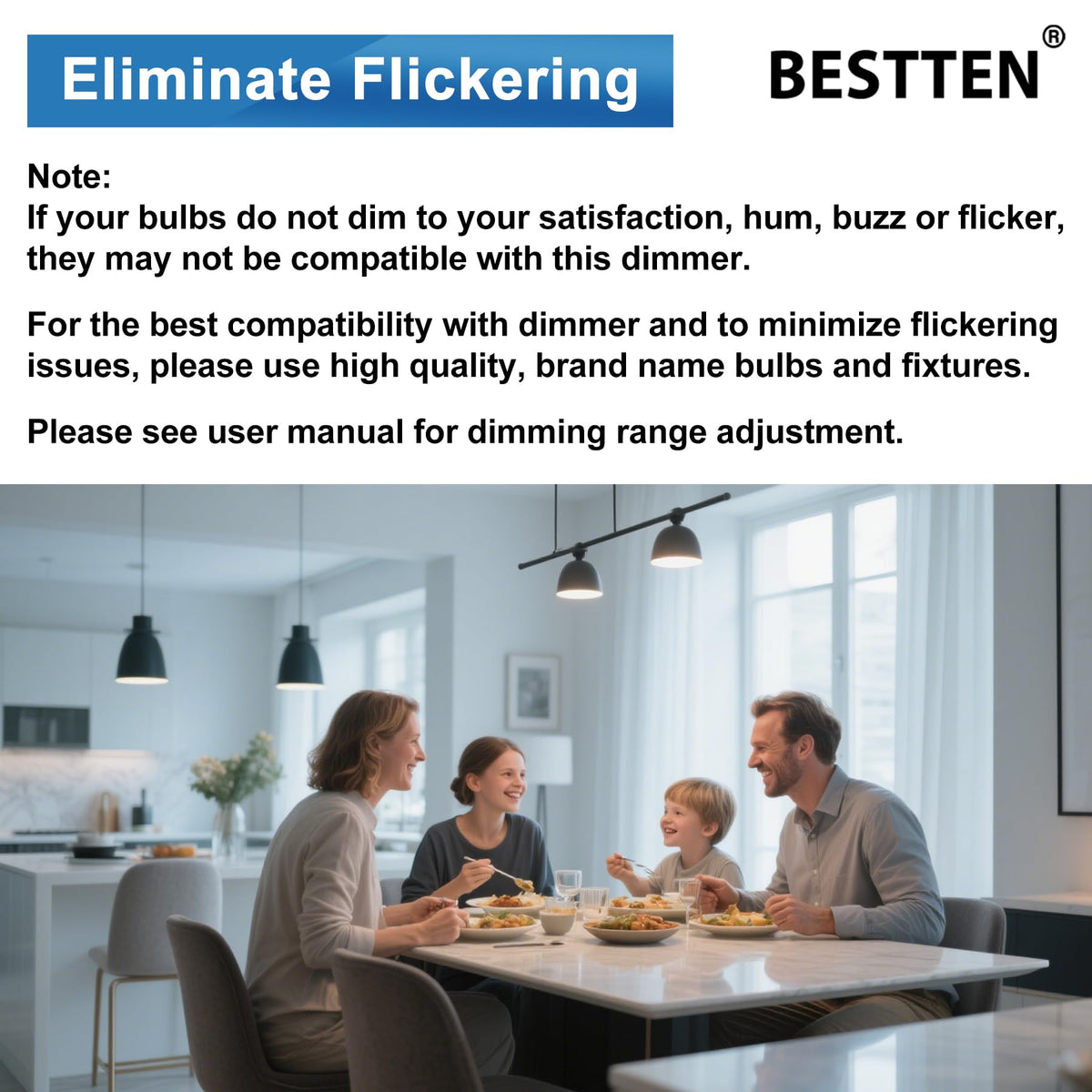 BESTTEN 6-pack dimmer ETL-listed for safe home use.