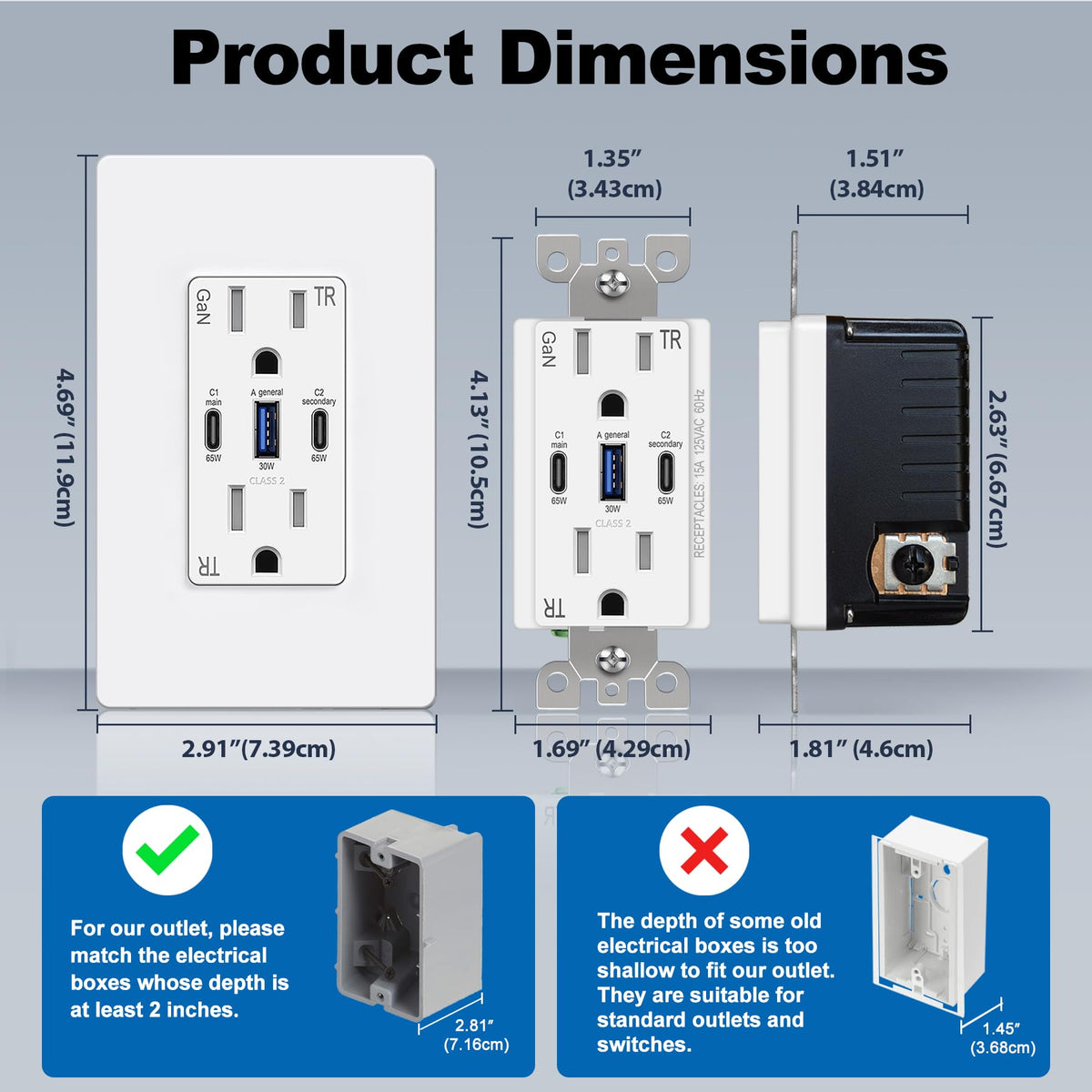 BESTTEN 65W USB-C outlet in-use scene with multiple devices charging.