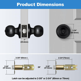 BESTTEN adjustable latch demonstrates 60-70mm backset