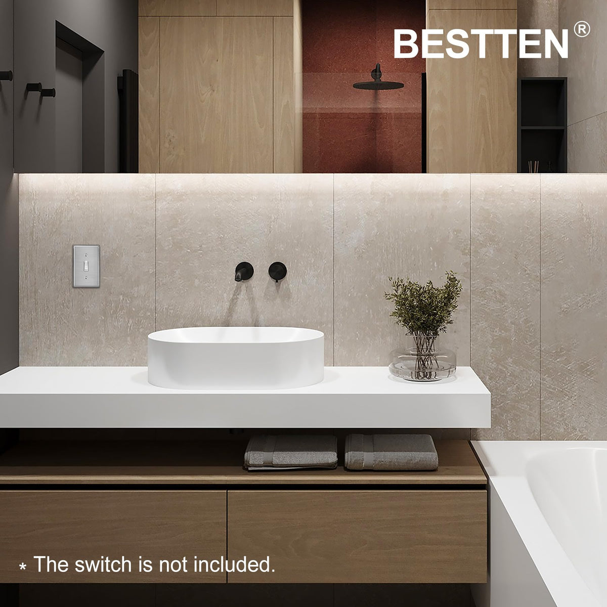 BESTTEN brushed 1-gang wall plate enhances industrial space with a modern metal look