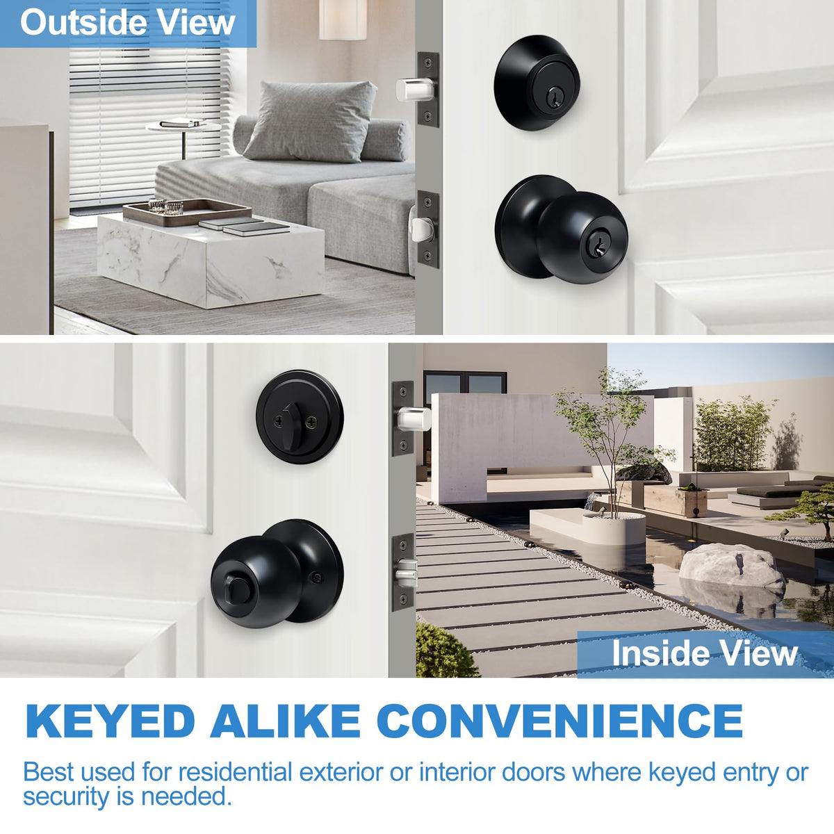 BESTTEN deadbolts matte-black - secure entry for main doors.