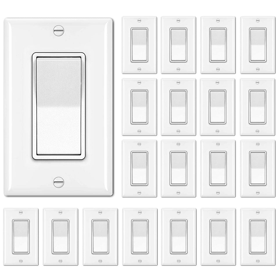 BESTTEN decorator wall switch white front view for a modern, reliable on/off control