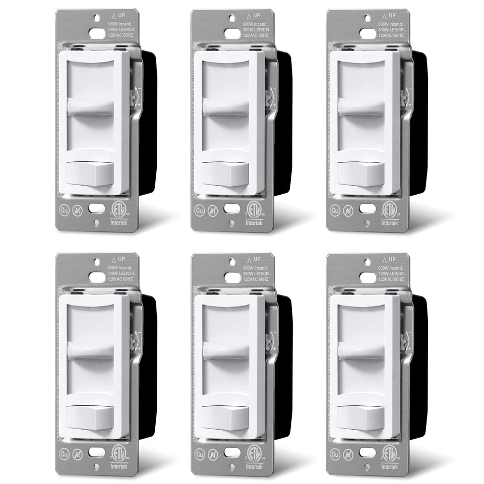 BestTEN dimmer six-pack front view showing slim profile and clean lines for easy wiring