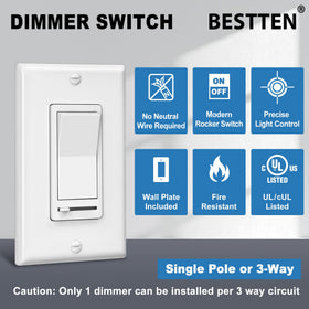 BESTTEN dimmer switch wall plate included for easy replacement