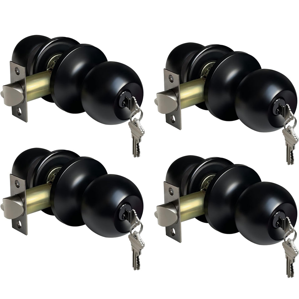 BESTTEN door knob with lock for front doors in matte black