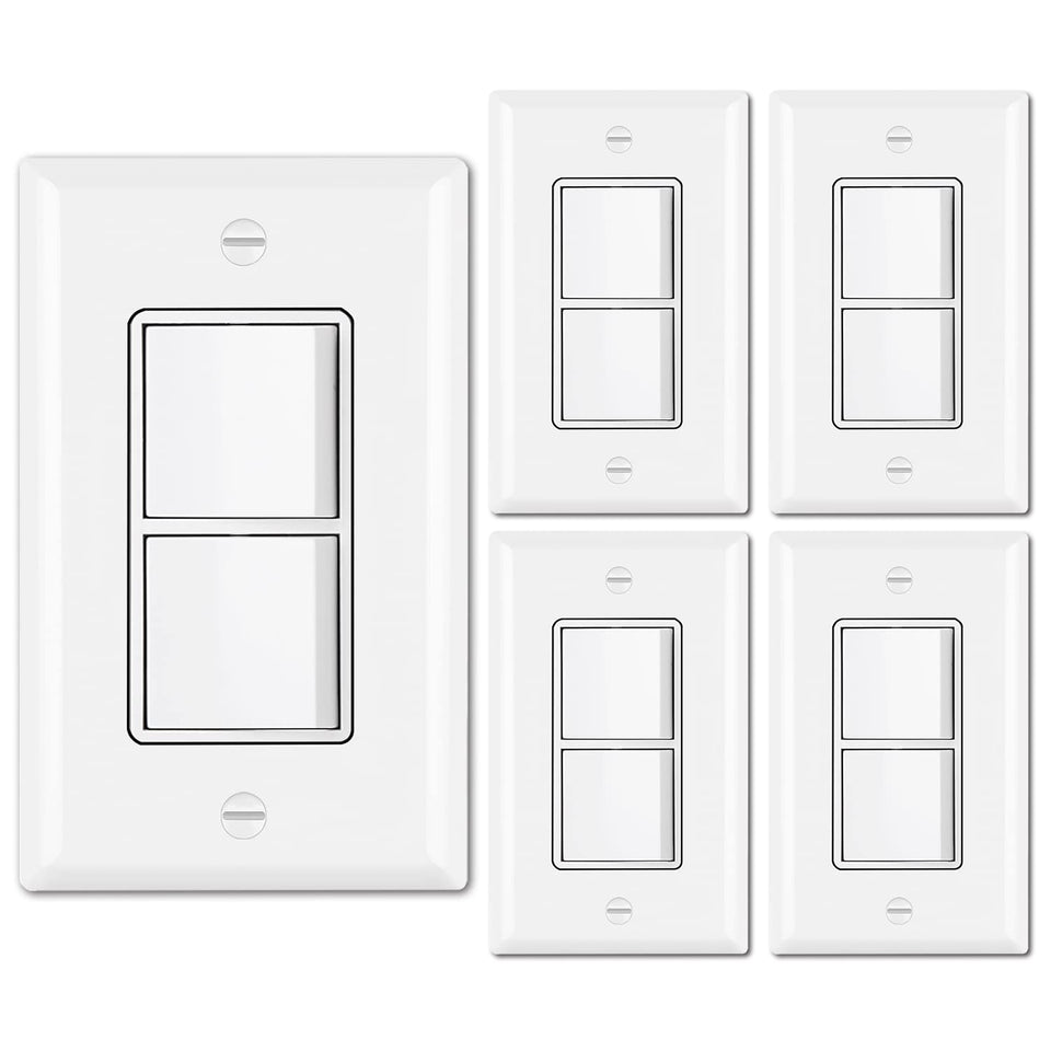 BESTTEN double switch front view with dual paddles for precise lighting control.