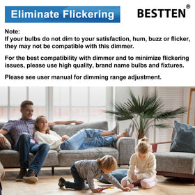 BESTTEN ETL-listed dimmer in white for versatile interiors