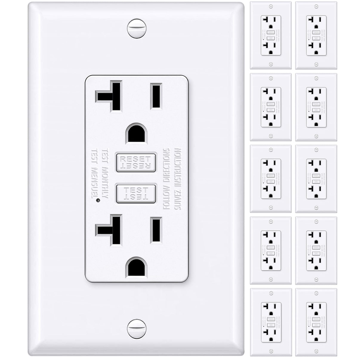 Bestten GFCI outlet 20A thin design enables compact wiring