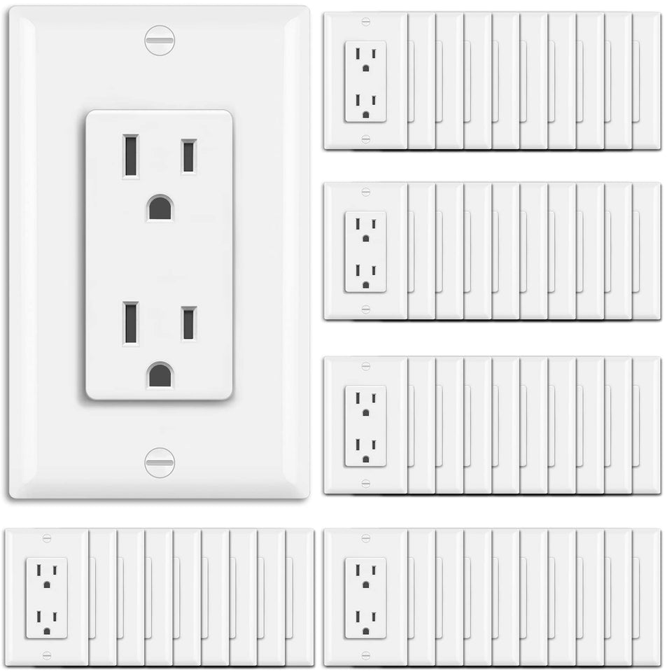 BESTTEN gloss white receptacle outlet front for clean, modern installs