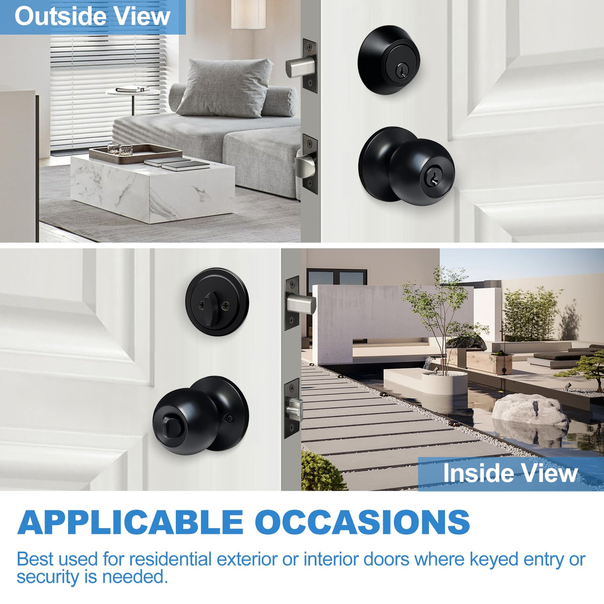 BESTTEN keyed-alike exterior door knob matte black finish for modern style.