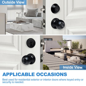 BESTTEN keyed-alike exterior door knob matte black finish for modern style.