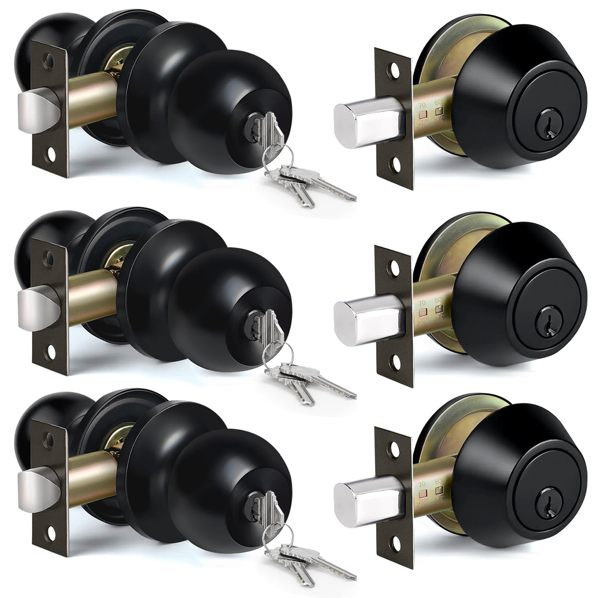 BESTTEN keyed-alike exterior knobs offering uniform keys for convenient entry.
