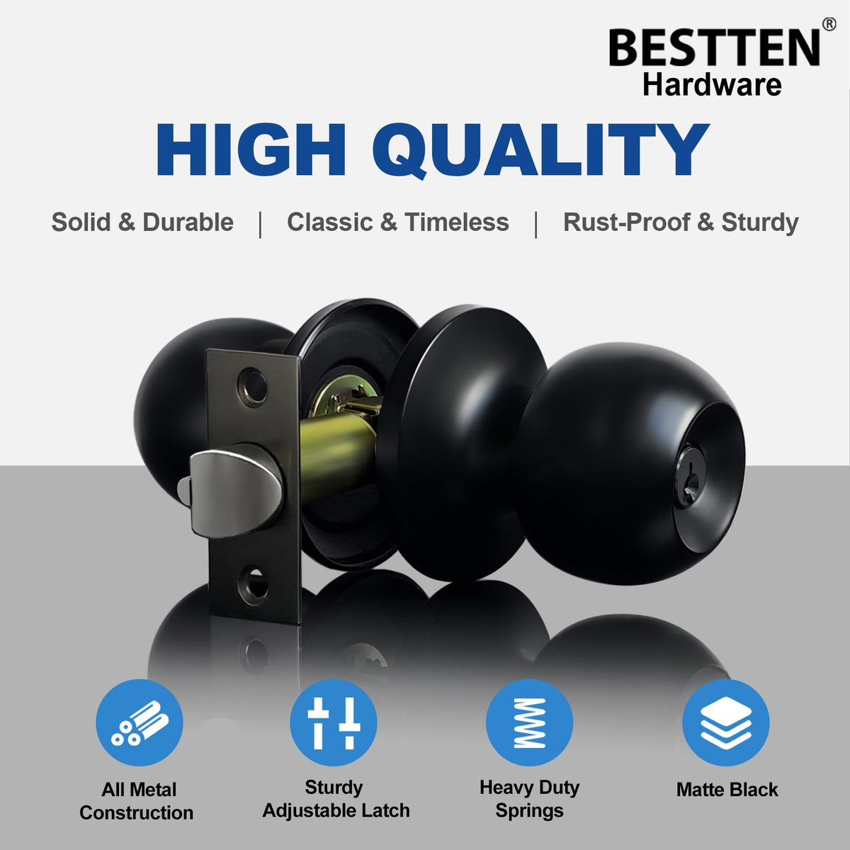 BESTTEN keyed entry door knob pack all-metal construction for durability
