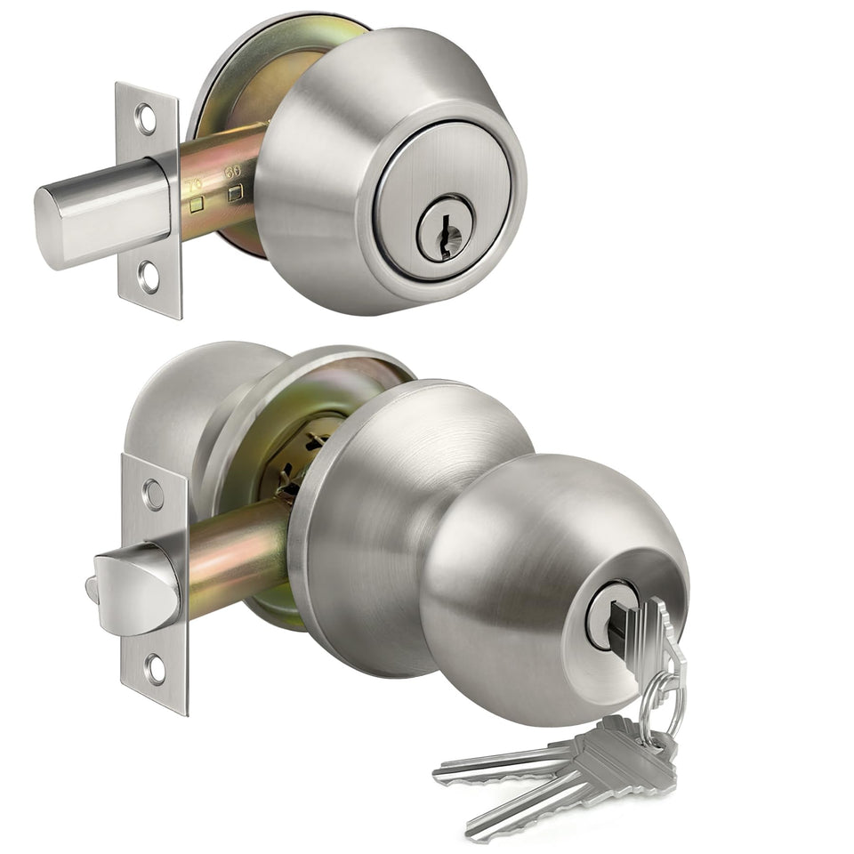 BESTTEN keyed exterior door knob on the door with easy installation