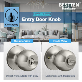 Four included keys with BESTTEN door knob set for independent door access