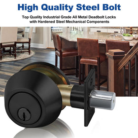 Close-up of matte black finish showing anti-pick and anti-bump features on BestTEN deadbolt