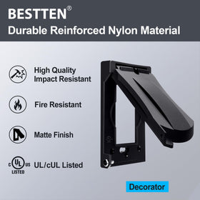 BESTTEN outdoor cover for GFCI with horizontal lid shields decorator outlets from moisture