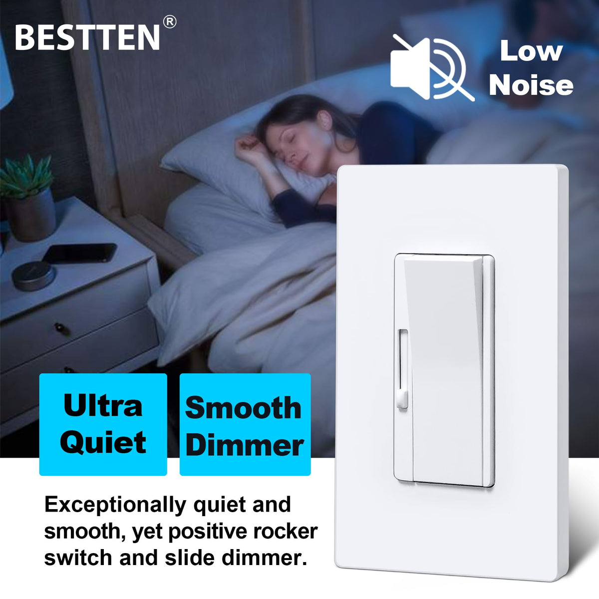 BESTTEN precise light-control dimmer remembers last setting for quick re-illumination.