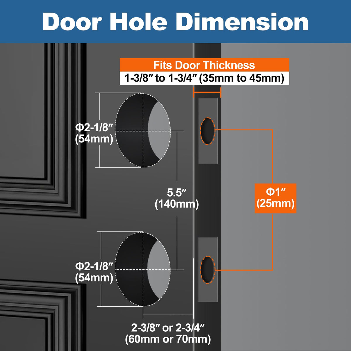 Satin nickel finish complements modern door styles and resists wear.