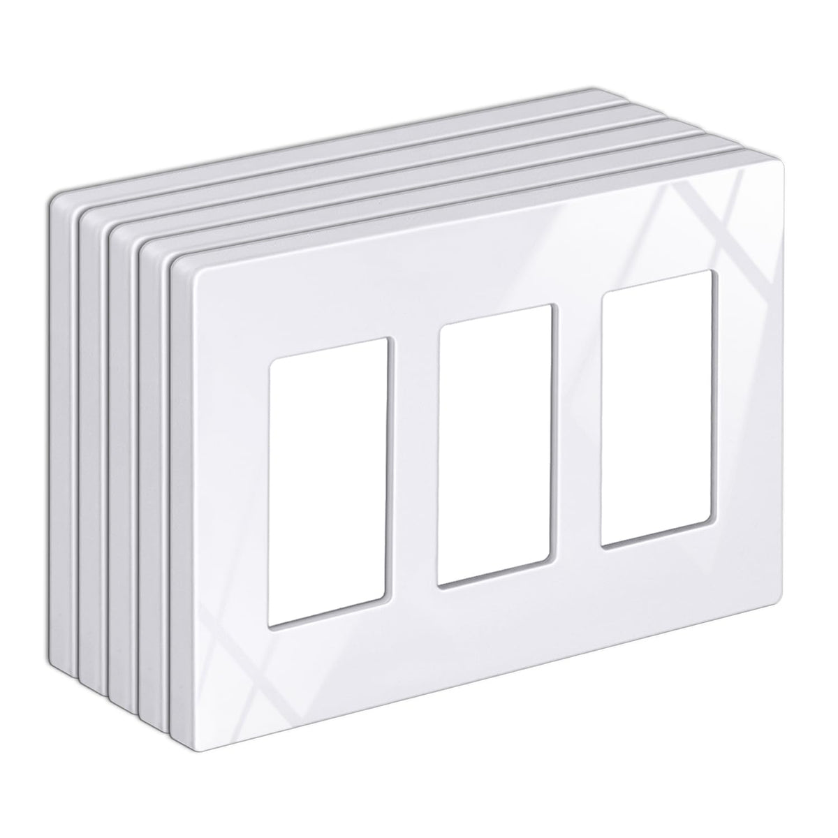 BESTTEN screwless wall plate 3-gang in gloss snow white for a sleek, modern look