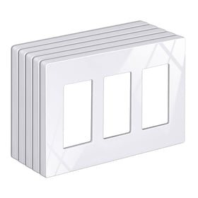 BESTTEN screwless wall plate 3-gang in gloss snow white for a sleek, modern look