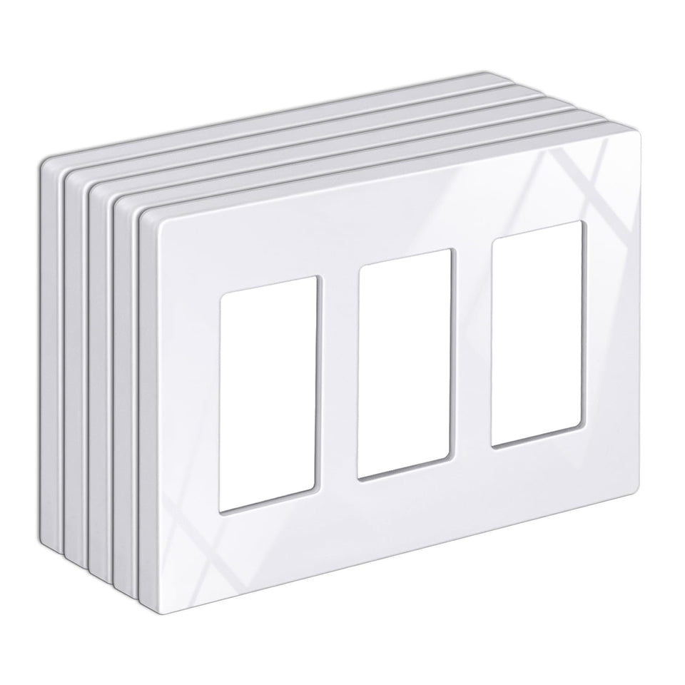 BESTTEN screwless wall plate 3-gang in gloss snow white for a sleek, modern look