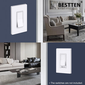 BESTTEN screwless wall plate edge-to-edge design, seam-free look, easy cleaning.