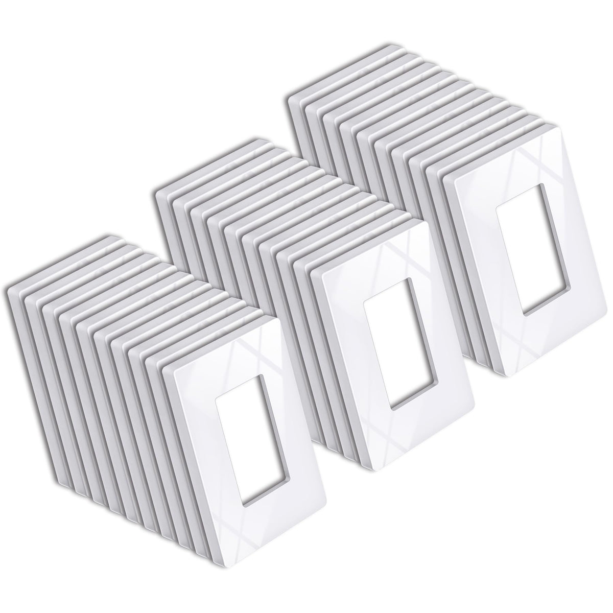 BESTTEN screwless wall plate front view gloss snow white adds seamless decor.